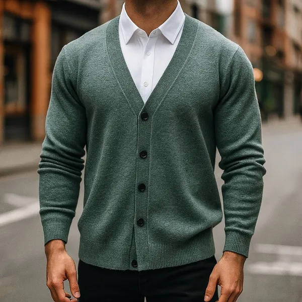 Caldura 100% wool cardigan full outfit styling