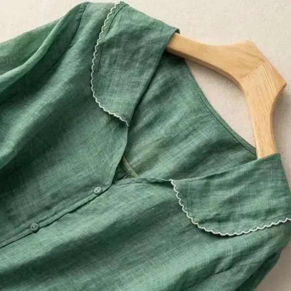Tiara Linen Blouse scalloped collar detail