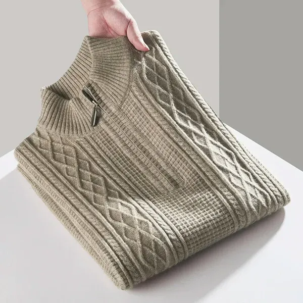 Heaver Cable-Knit Quarter-Zip Pullover Sweater front view