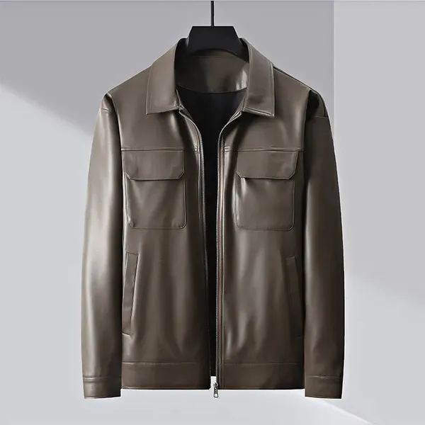 Merrik Leather Jacket side and detail view