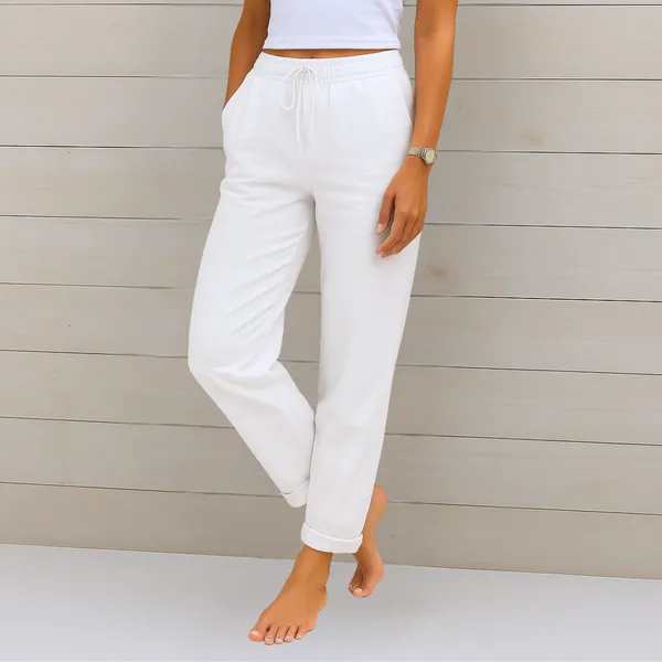 Harlow pants side view showing wide leg silhouette