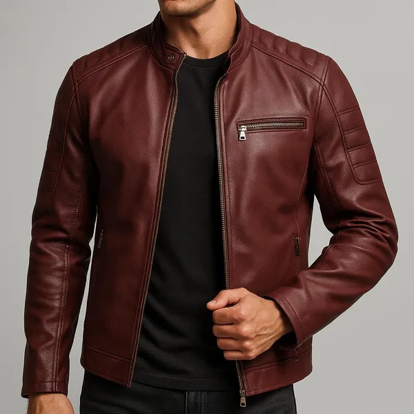 Arctis Premium Leather Zipper Jacket front view