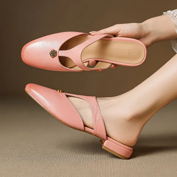 Roslyn Genuine Leather T-Strap Mules front view