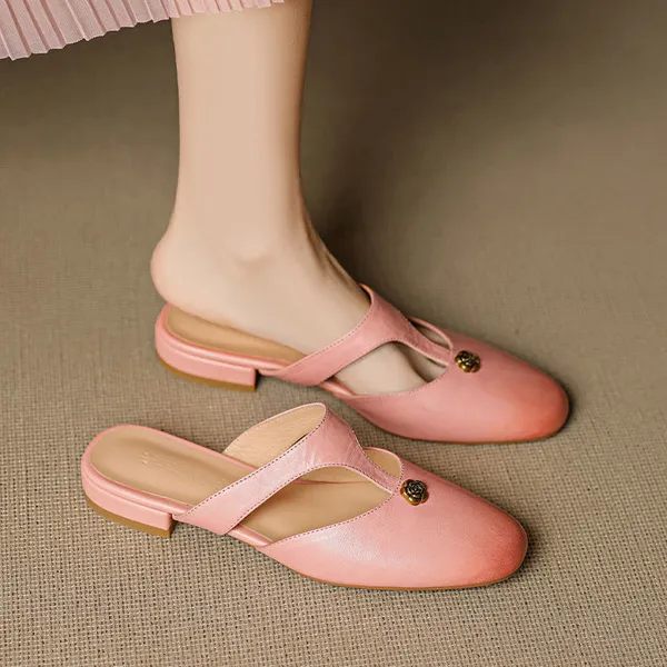 Roslyn T-strap mules side profile detail