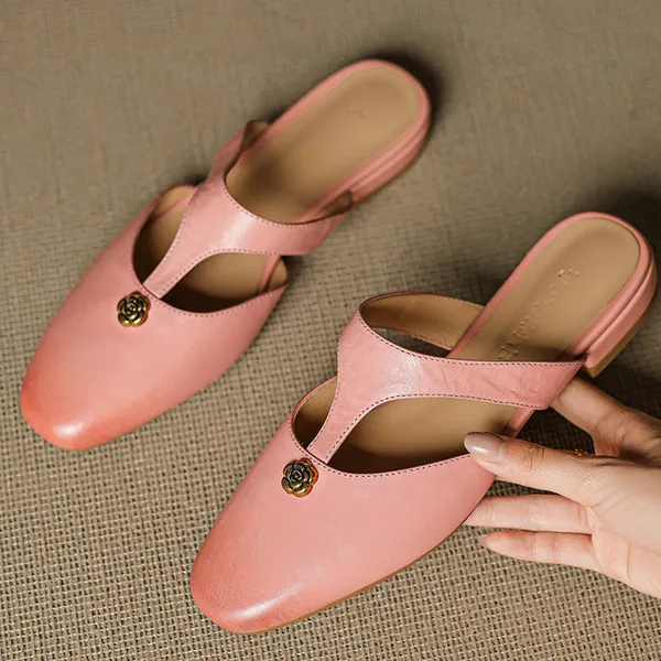 Roslyn leather mules styled with outfit