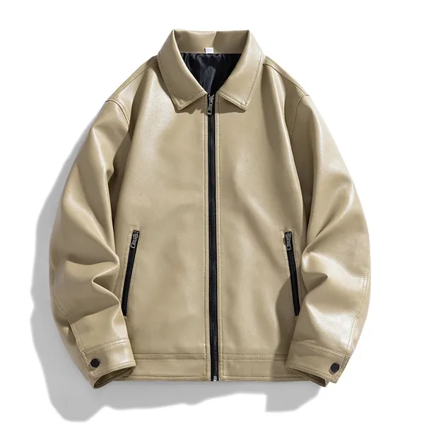 Khaver Vegan Leather Moto Jacket front view