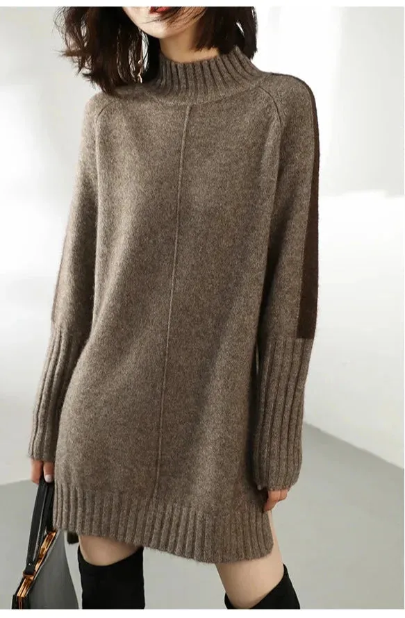 Venessa Sweater Dress mock-neck detail