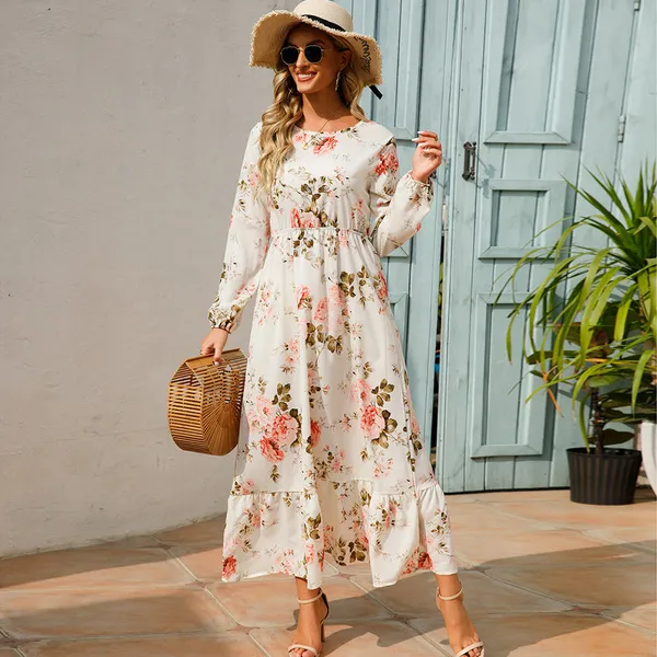 Myrel Floral Chiffon Tiered Maxi Dress – front view