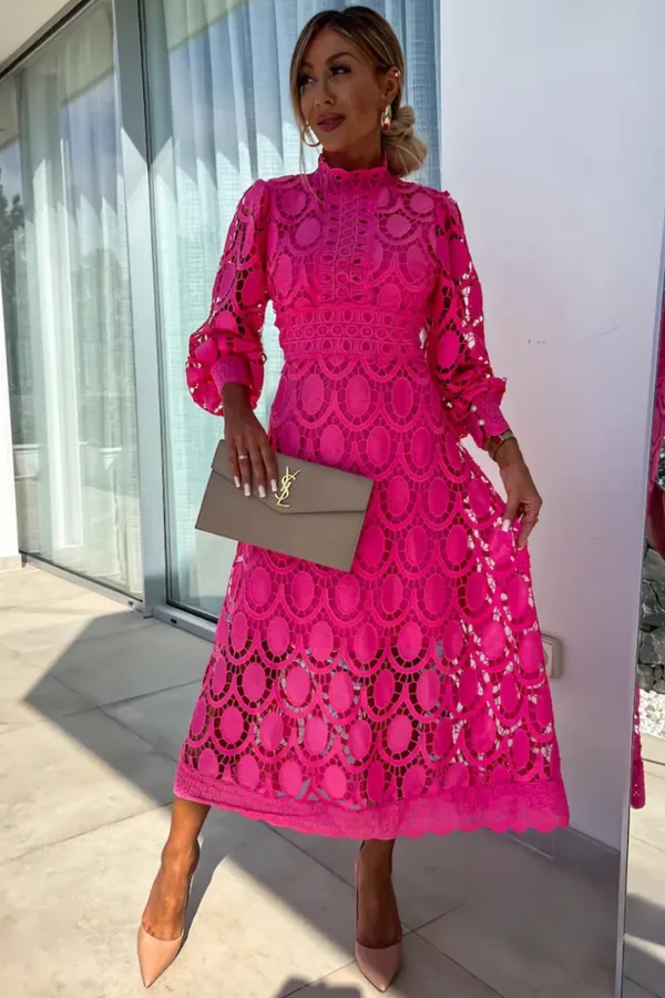 Bellaire Lace Midi Dress lace detail close-up