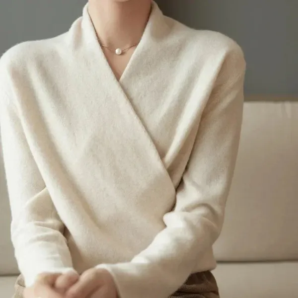 Lian Wool Sweater crossed-bust detail