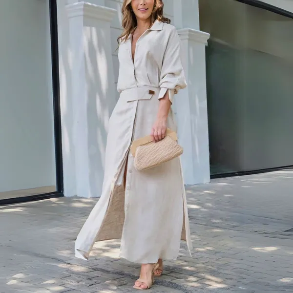 Celeste Maxi Dress with V-Neck – front view