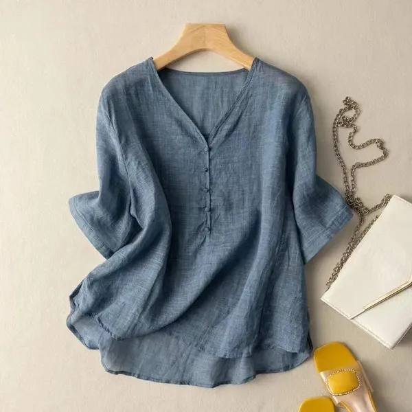 Mayla Linen Blouse front view