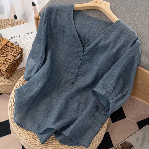 Mayla Linen Blouse side detail