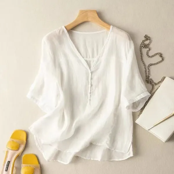 Mayla Linen Blouse styled look
