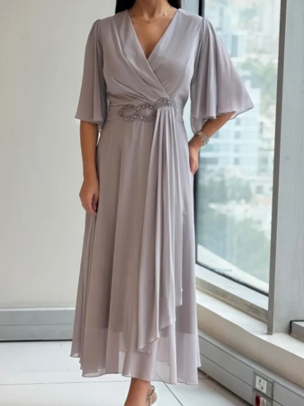 Savina V-Neck Maxi Dress front view