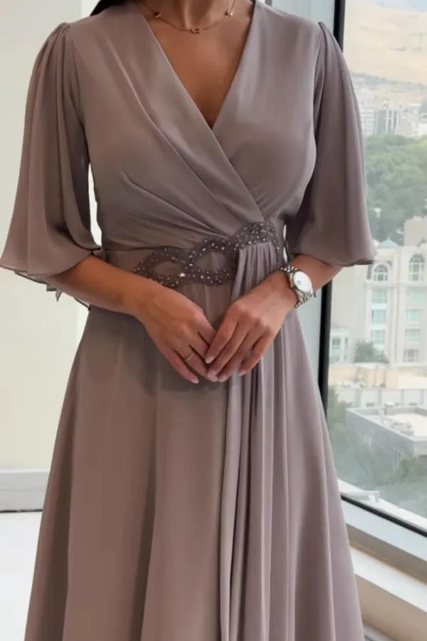 Savina Maxi Dress side profile drape detail