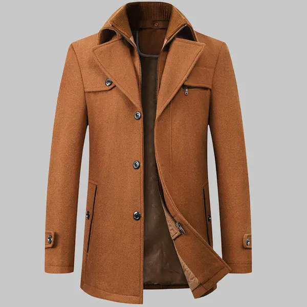 Ezven Jacket side profile – hidden zipper closure and polished fit