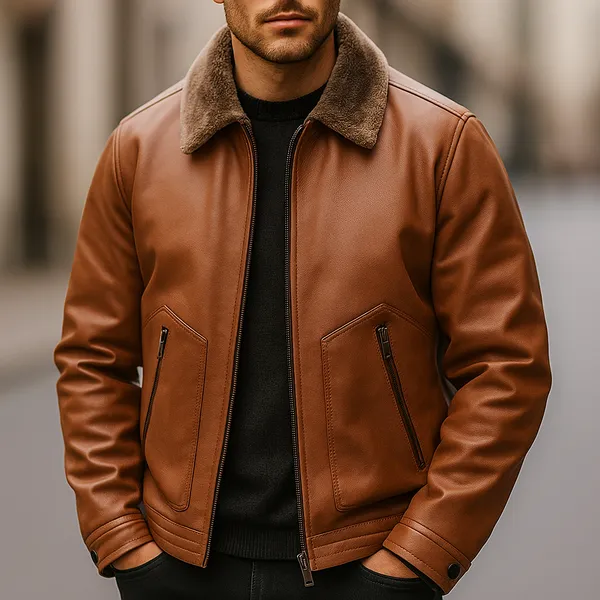 Elion Leather Jacket – Interior Fur Detail