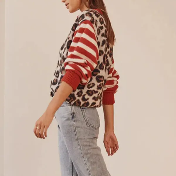 Ferocia Leopard Sweater worn casually
