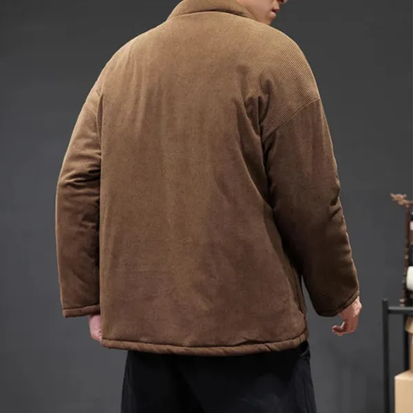 Kai Corduroy Jacket disc-buckle closure detail