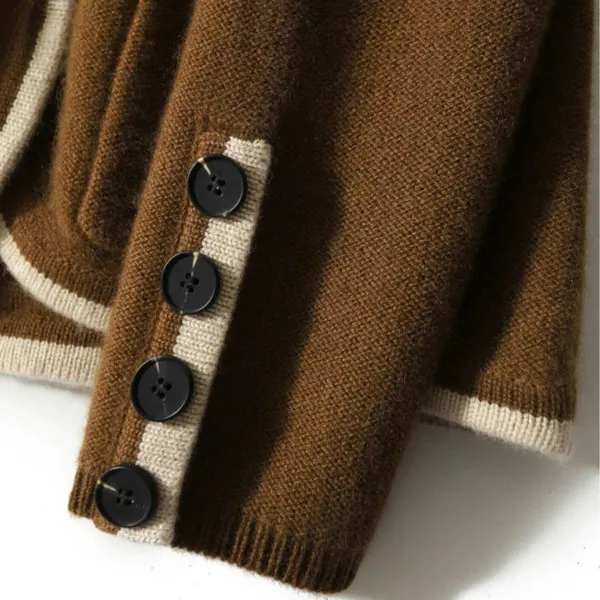 Anne Cardigan close-up of wool blend texture and pocket detail