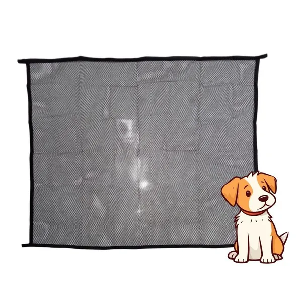 Cachorro contido pela tela divisória