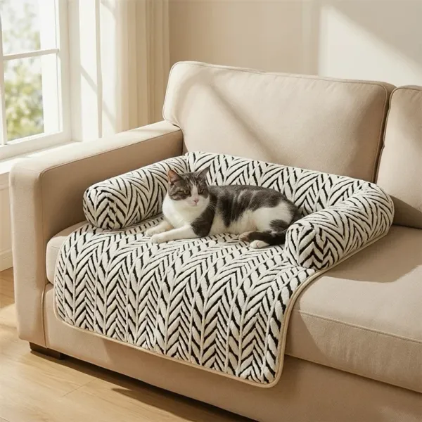 Cama-sofá pet com almofadas laterais