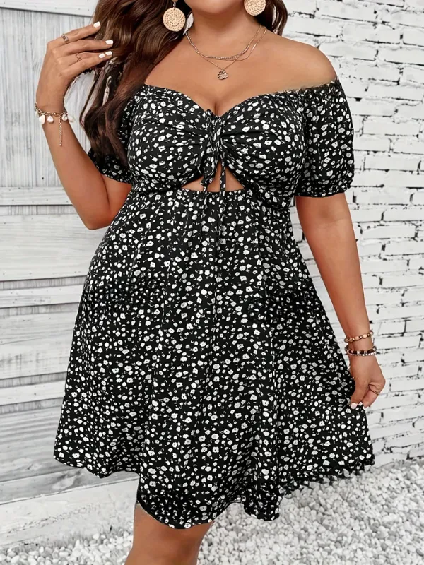 Vestido floral plus size - vista completa