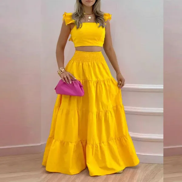 Conjunto feminino saia e cinto cintura vista frontal