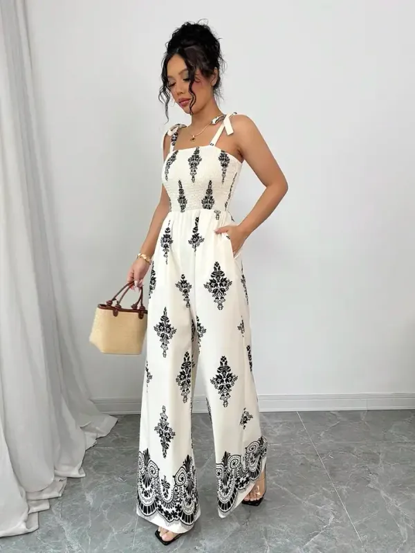 Macacão Feminino Boho Paisley Perna Larga - vista frontal