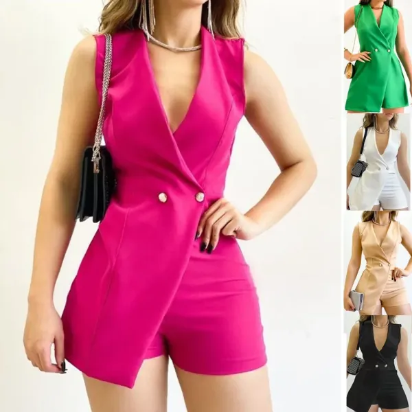 Macacão Feminino Slim Fit Sem Mangas