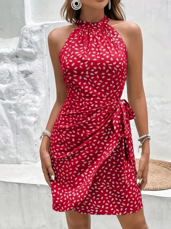 Vestido halter elegante de verão — look completo