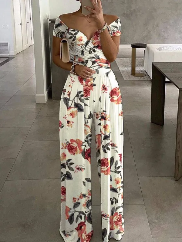 Macacão floral feminino estilo Y2K comprimento maxi