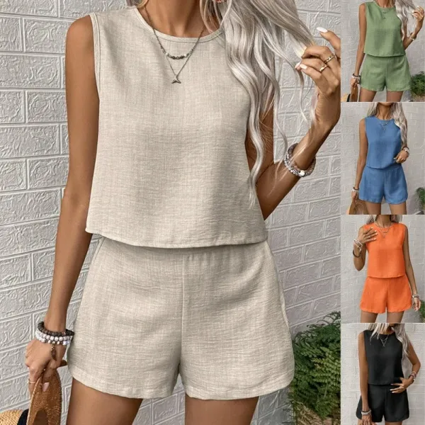 Conjunto feminino top e shorts casual elegante verão 2025 - frente