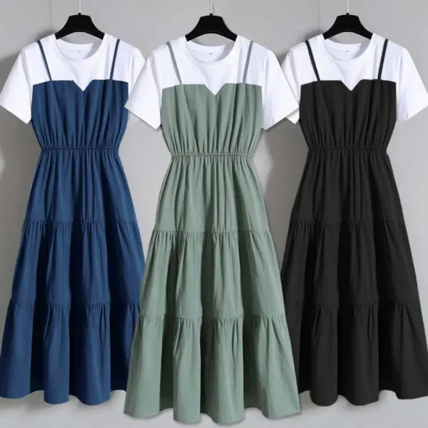Vestido Feminino Falso Duas Peças - Vista Frontal