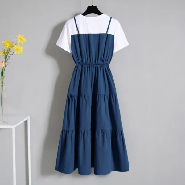 Vestido Feminino Falso Duas Peças - Detalhes do Tecido