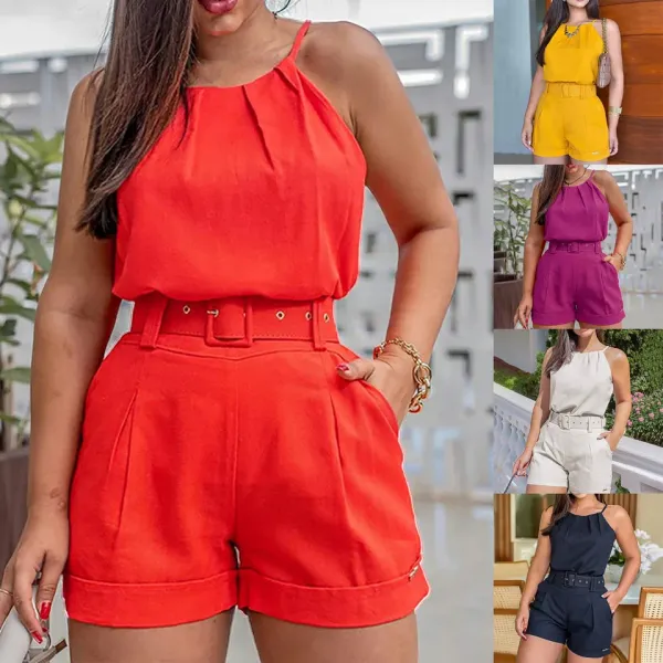Conjunto feminino colete e calça curta - vista frontal