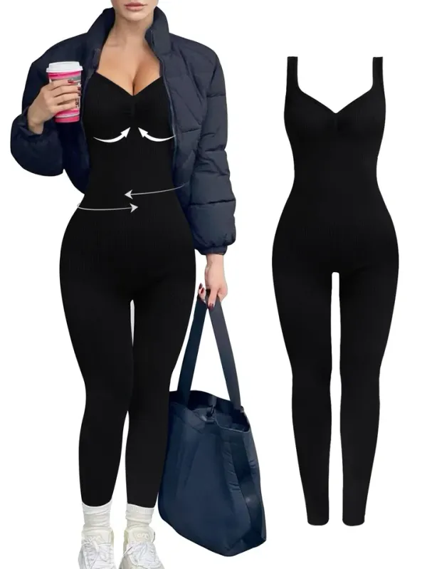 Macacão feminino sem costura yoga fitness controle de barriga