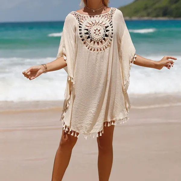 Saída de praia em crochê feminina — vista frontal