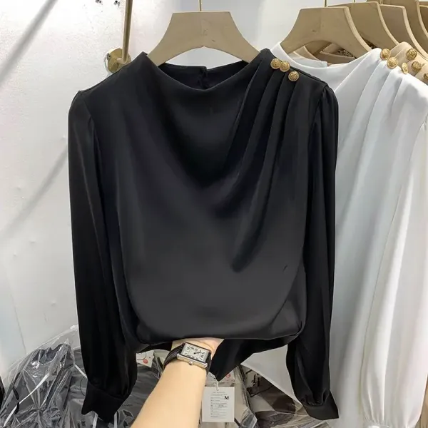Camisa feminina vintage manga longa — look completo estilo casual chique