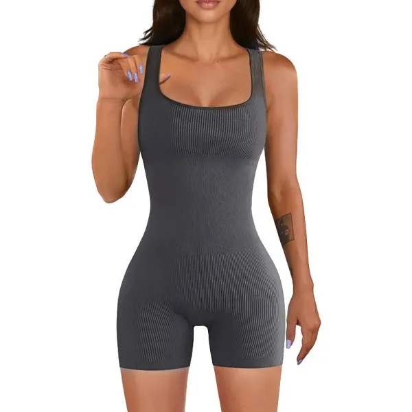 Bodysuit esportivo feminino de uma peça sem mangas
