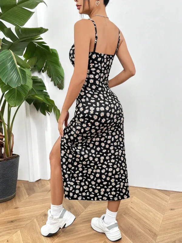 Vestido feminino moda casual chique estampa leopardo