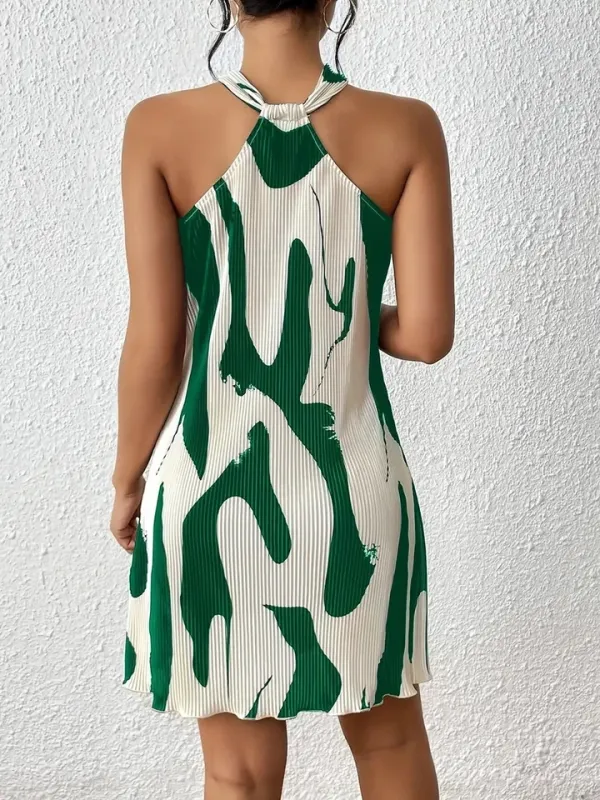 Vestido estampado solto com detalhe em renda, vista frontal