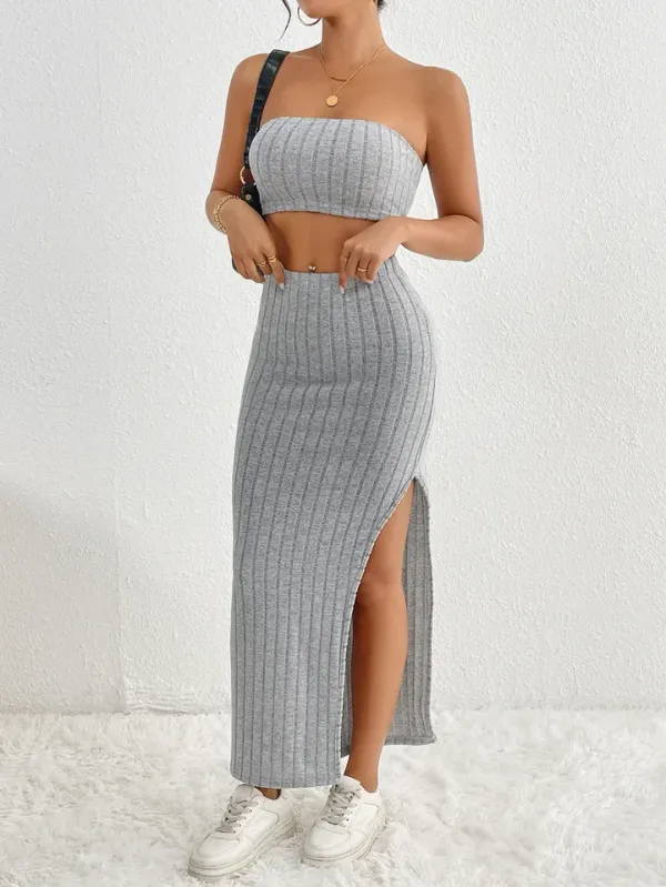 Look completo conjunto canelado feminino casual elegante