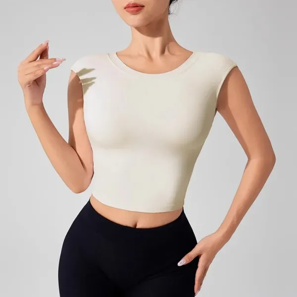 Camiseta esportiva feminina para yoga e dança
