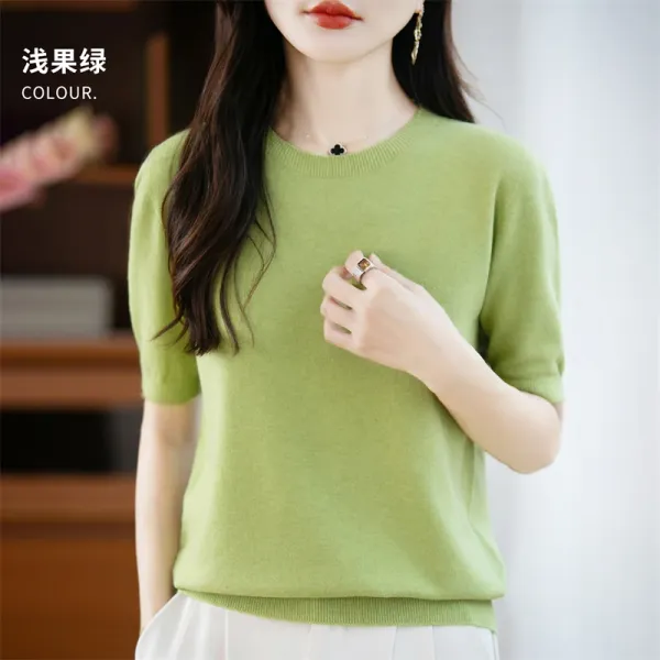 Detalhe da malha de lã pura na blusa feminina