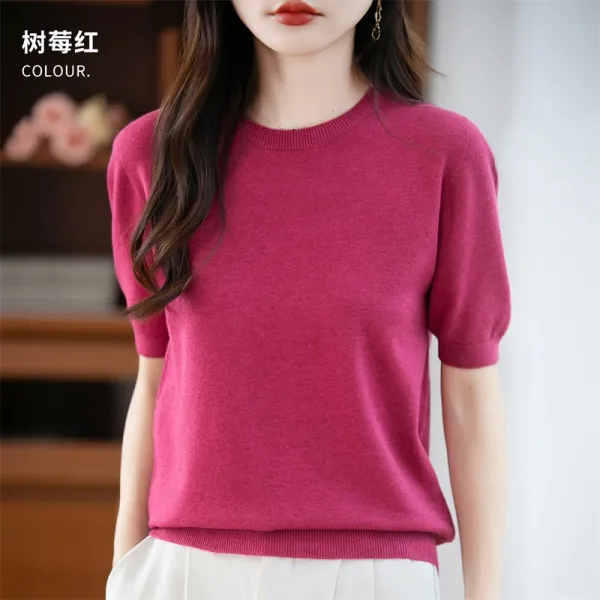 Blusa de lã pura feminina look casual elegante