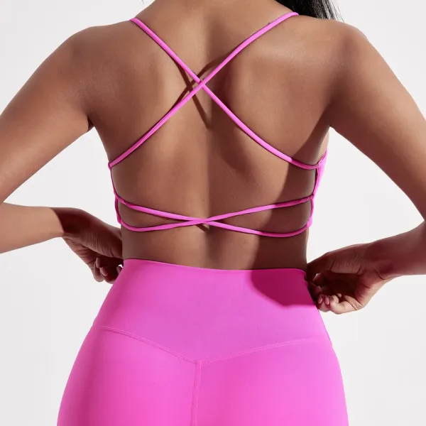 Top fitness feminino alças cruzadas com bojo frontal