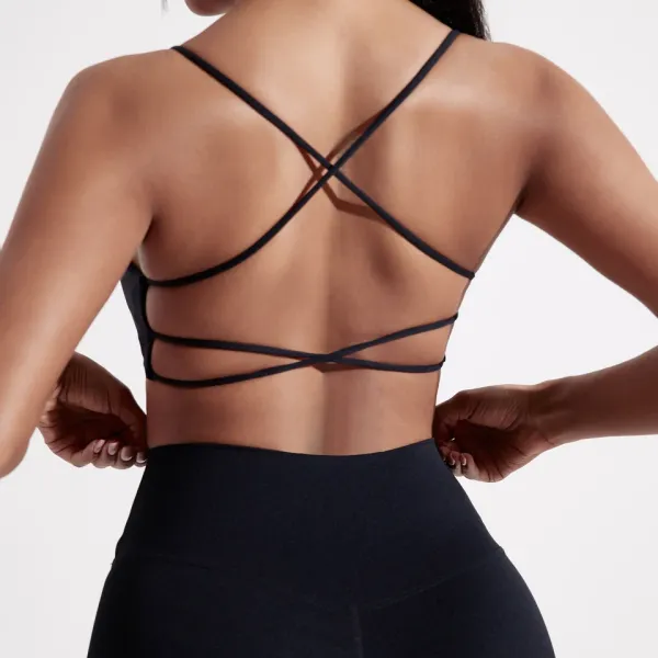 Sutiã fitness feminino de alta compressão com alças cruzadas