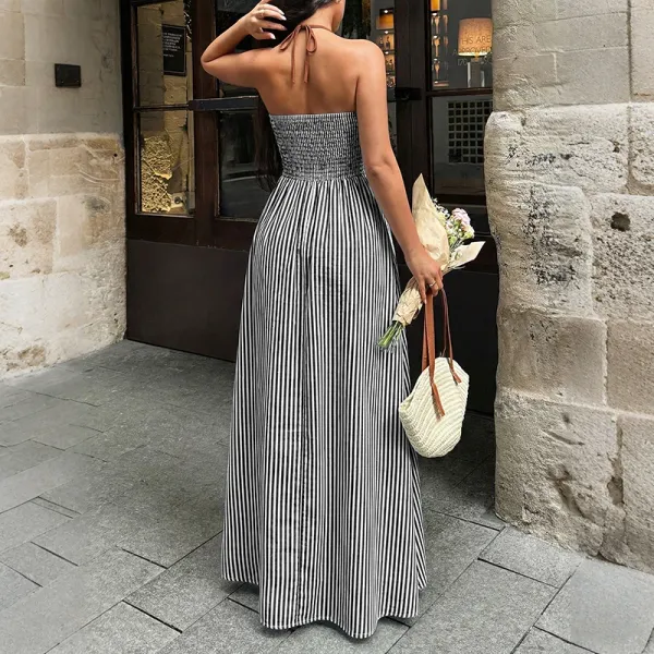 Vestido Longo Listrado - Caimento Fluido e Modelagem Solta